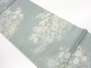 紗 秋草模様織出し袋帯